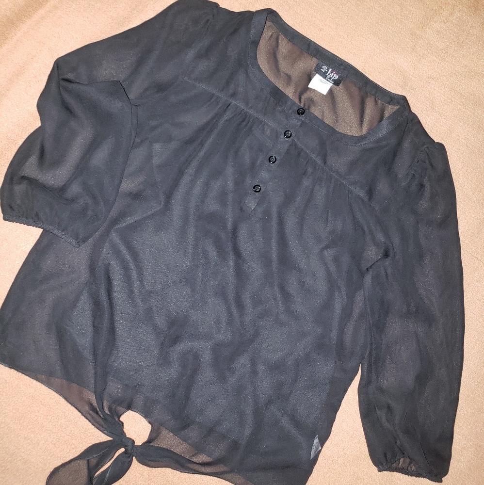 Girl's Sheer Tie Front Blouse